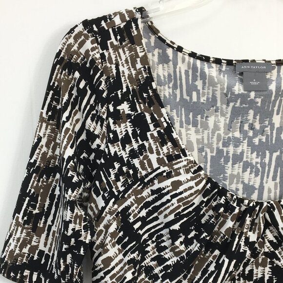 Ann Taylor Scoop Neck Short Sleeve Midi Abstract Dress Sz 6 EXCELLENT Condition - Picture 3 of 7